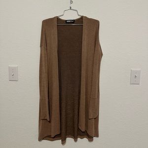 Brown/Tan Open Front Cardigan